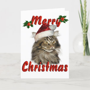 god jul Maine Coon Cat Helgkort