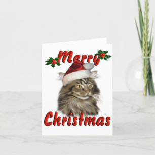 god jul Maine Coon Cat Helgkort