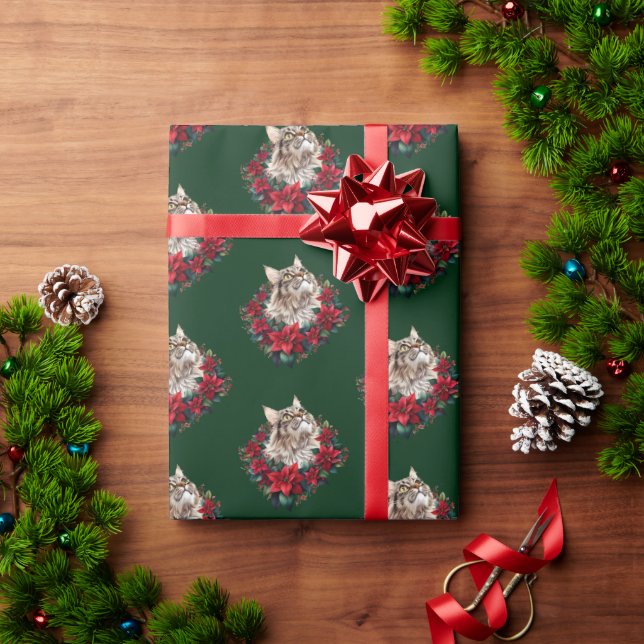 God jul Maine Coon Katt  Presentpapper (Julgåva)