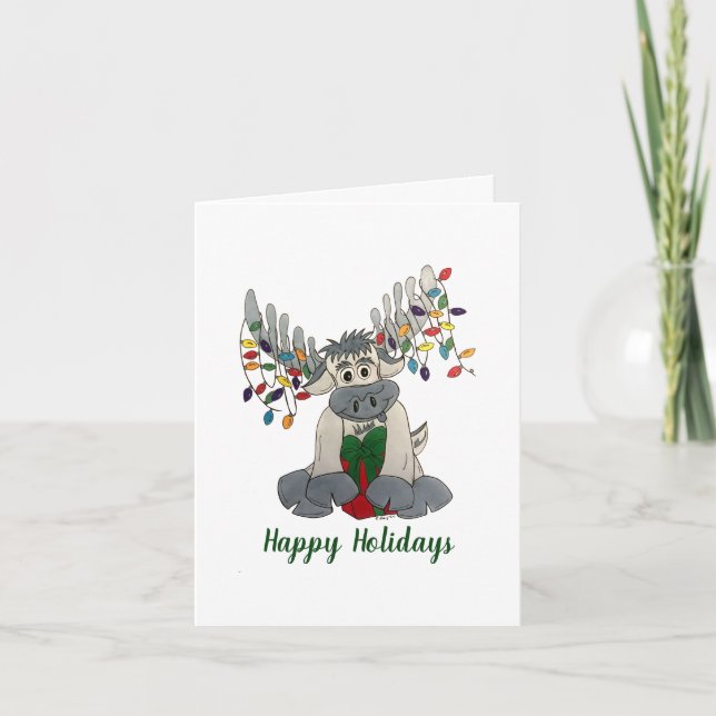 God jul Maine Moose Helgdag Ljus Kort (Framsida)