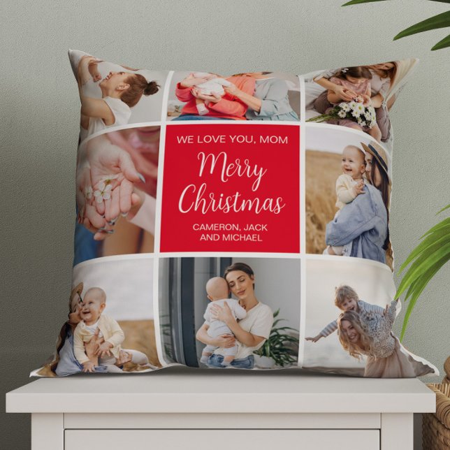 God jul Mamma 8 Photo Family Collage Kudde (Skapare uppladdad)