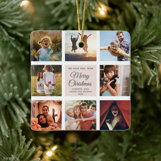 God Jul Mamma Chic Rosé Foto Collage Julgransprydnad Keramik (Träd)