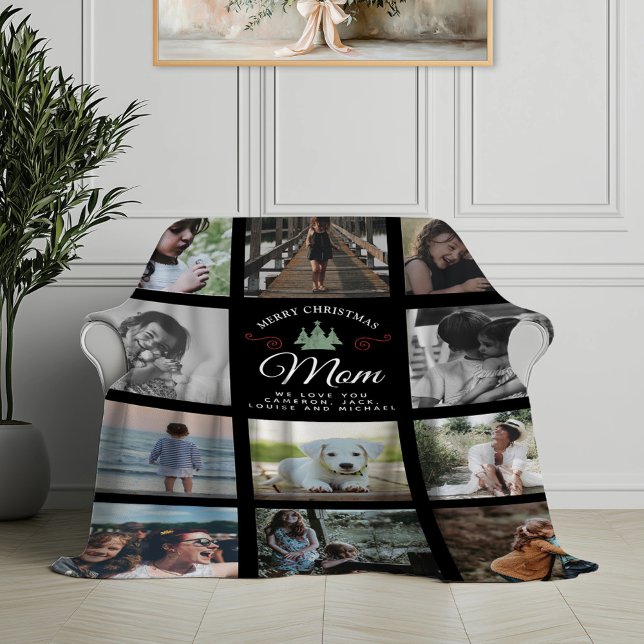 God jul Mamma Modern Family Photo Collage Fleecefilt (Skapare uppladdad)