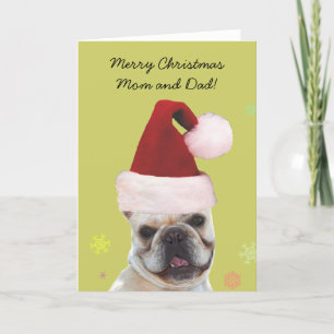 God jul mamma och franskt bulldoggkort för pappa helgkort