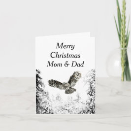 God jul Mamma Pappa Winter-skogen Uggla Kort