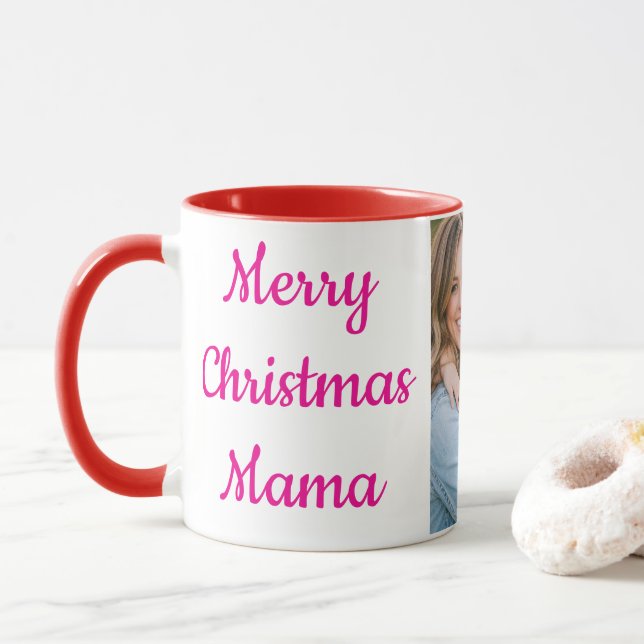 God Jul Mamma Personlig Fotomugg | Röd  Mugg (Med munk)