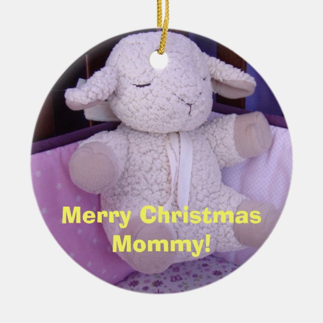 God Jul Mamma! prydnader Jag Älskar Dig Lamm Julgransprydnad Keramik (Framsidan)
