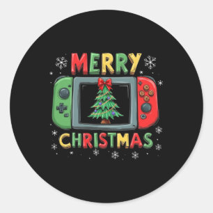 God jul Manar Boys Kids Gaming Gamer Julafton Fu Runt Klistermärke
