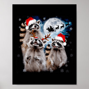 God jul Måne Howling Raccoon Julafton Manar Poster
