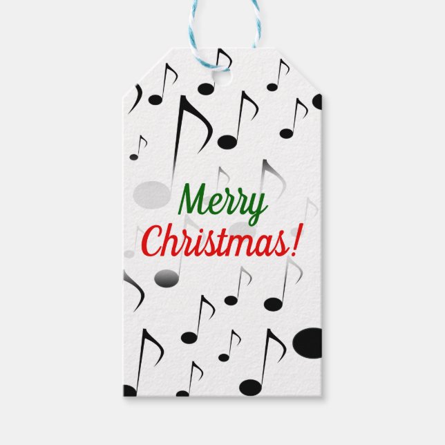 "God jul!" + Många Musik noter Mönster Presentetikett (Framsidan)