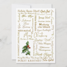 God jul många språk Guld typografi