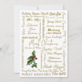 God jul många språk Guld typografi Julkort