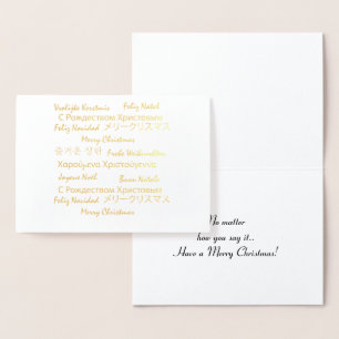 God jul - många språktypografi folierat kort