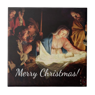 God Jul Manger Scene Kakelplatta