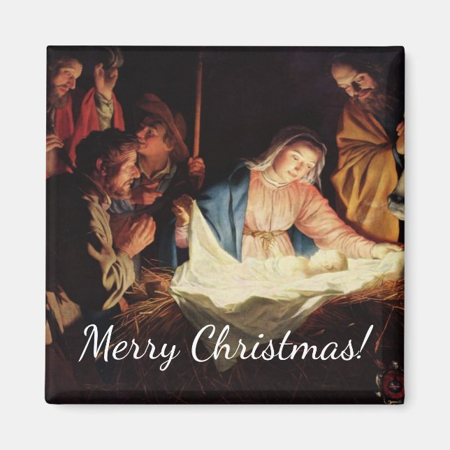 God Jul Manger Scene Magnet (Framsidan)