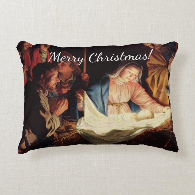 God Jul Manger Scene Prydnadskudde (Framsidan)
