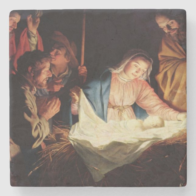 God Jul Manger Scene Stenunderlägg (Framsidan)
