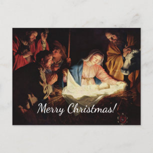 God Jul Manger Scene Vykort