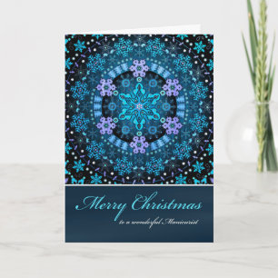 God jul Manicurist, Blue Boho Snöflingor Helgkort