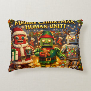 God jul mänsklig enhet rolig robot semester presen prydnadskudde