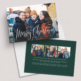 God Jul manus enkelt grönt fyra foto Julkort