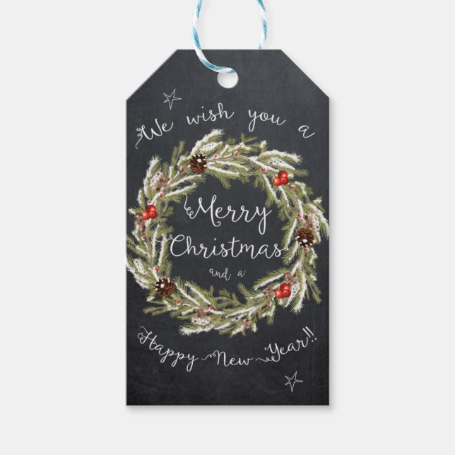 God jul Märkre chalkboard helgdag Presentetikett (Framsidan)