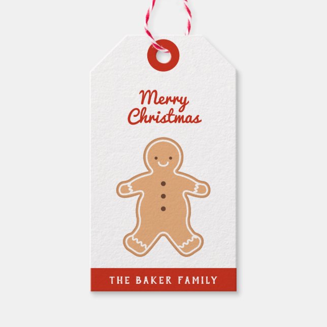 God Jul | Märkre för Gingerbröd Cookie Gift Presentetikett (Framsidan)