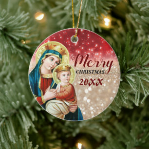 God Jul Mary jungfru Keramisk prydnadsföremål Julgransprydnad Keramik