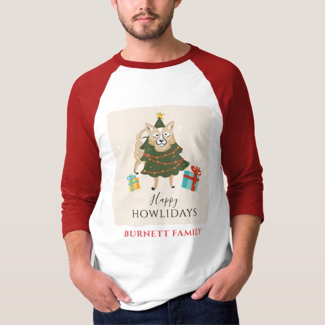 God jul Matchande Family Hund Howlidays T Shirt (Framsida)