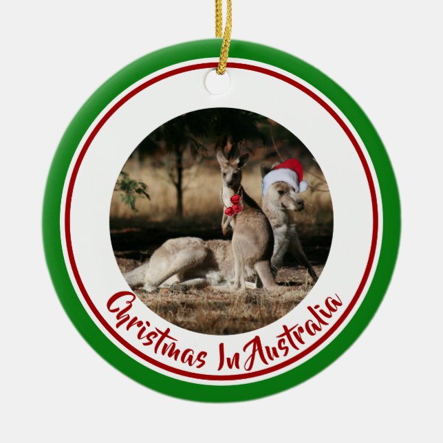 God jul Mate Santa Kangaroos Julgransprydnad Keramik (Framsidan)