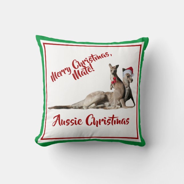 God jul Mate Santa Kangaroos Kudde (Framsida)