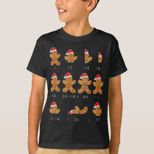 God Jul Math Teacher Fraction Gingerbröd Cookie T Shirt