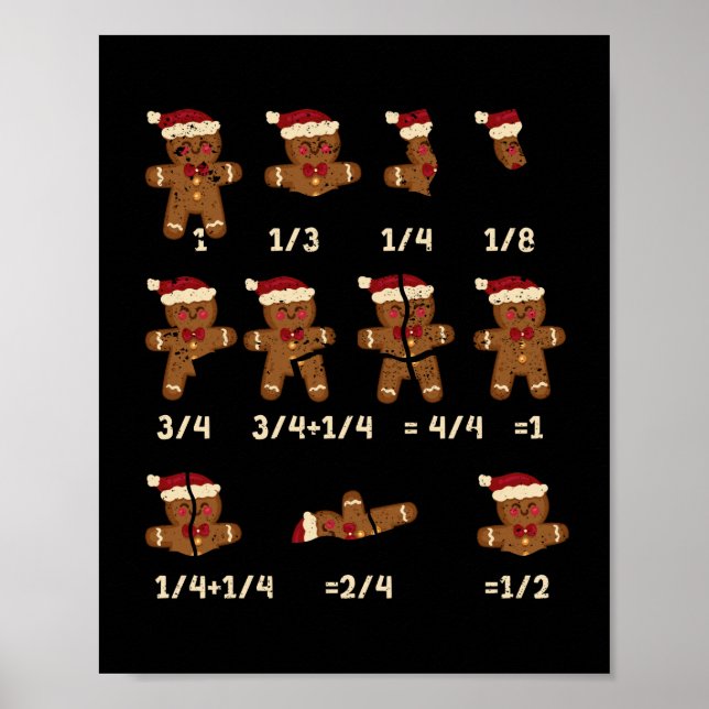 God Jul Math Teacher Fracture Gingerbröd Cookie Poster (Framsidan)