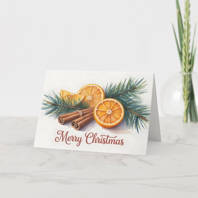God jul med apelsiner och kanel kort (Framsida)