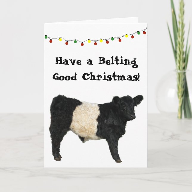 God Jul med Belted Galloway Julen Bältad Galloway  Kort (Framsida)