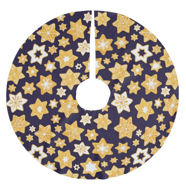 God jul med blå bakgrund julgransmatta borstad polyester (Framsidan)