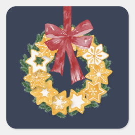 God jul med blå Grått-bakgrund Fyrkantigt Klistermärke