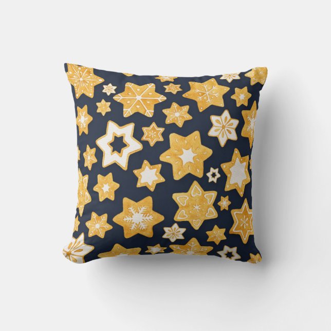 God jul med blå Grått-bakgrund Kudde (Framsida)