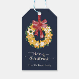 God jul med blå Grått-bakgrund Presentetikett