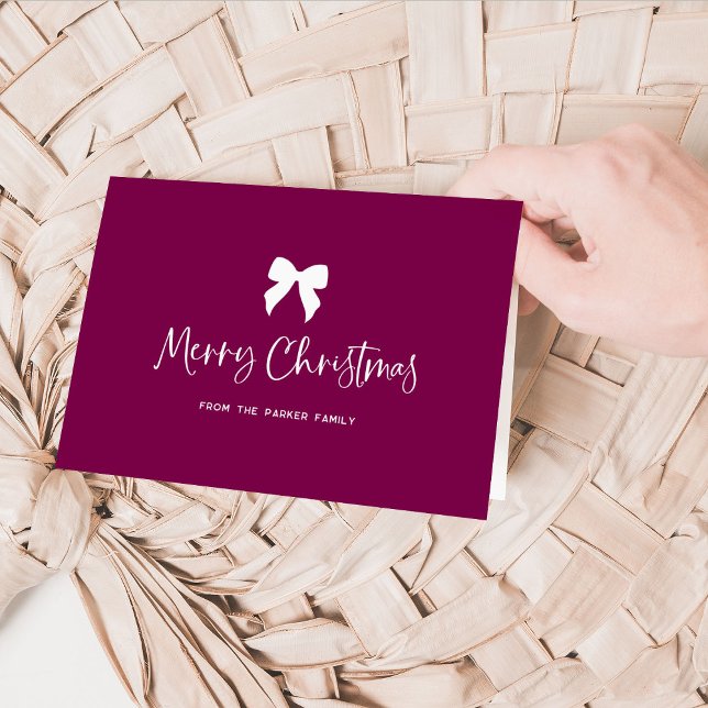 God jul med Bow | Burgundy Vin och White Helgkort (Skapare uppladdad)