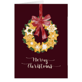 God jul med Burgundy Background Hälsningskort