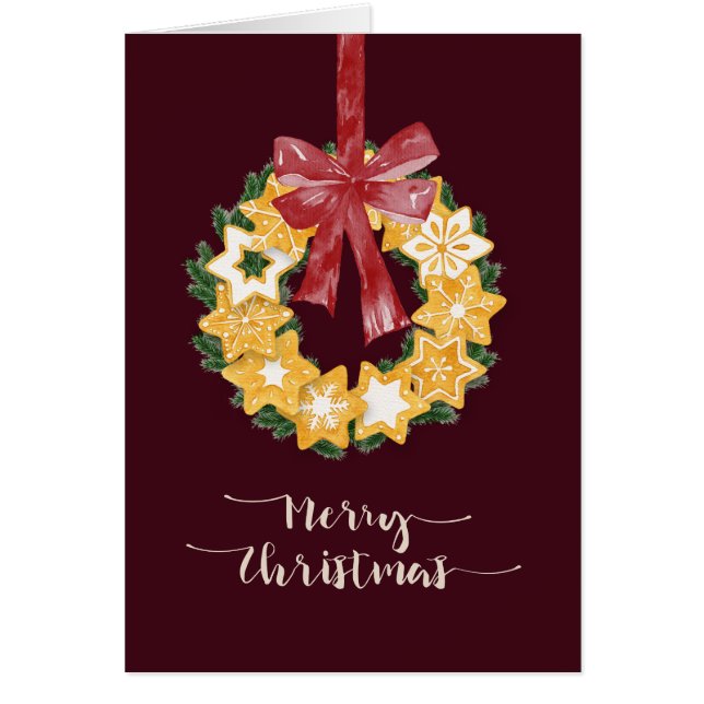 God jul med Burgundy Background Hälsningskort (Framsidan)