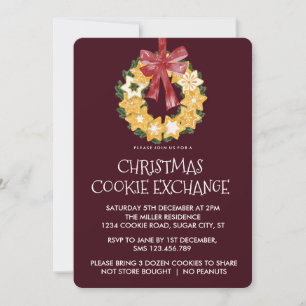 God jul med Burgundy Background Inbjudningar