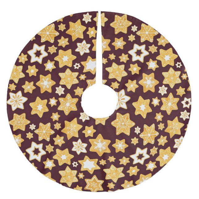 God jul med Burgundy Background Julgransmatta Borstad Polyester (Framsidan)