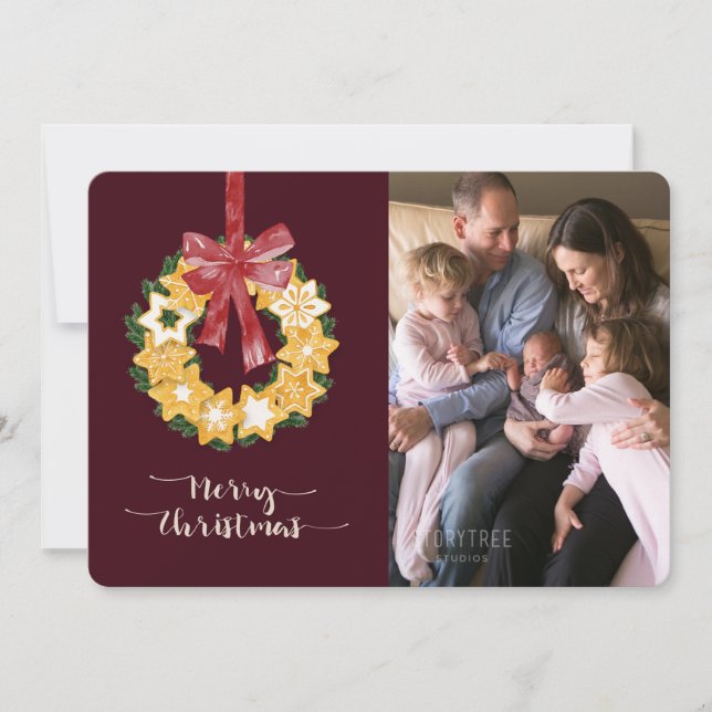 God jul med Burgundy Background Julkort (Framsida)