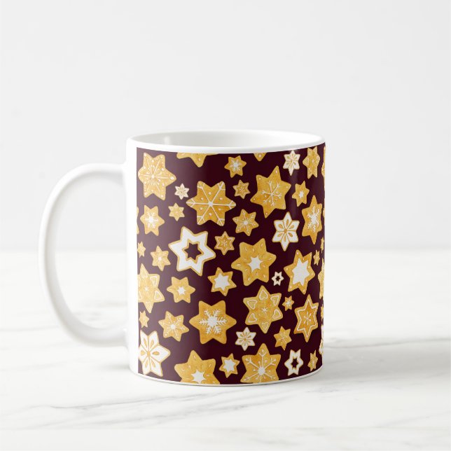 God jul med Burgundy Background Kaffemugg (Vänster)