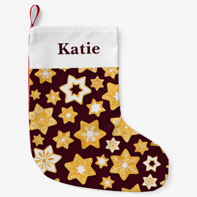 God jul med Burgundy Background Liten Julstrumpa (Framsidan)