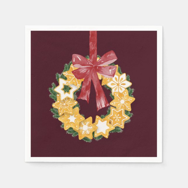 God jul med Burgundy Background Pappersservett (Framsidan)