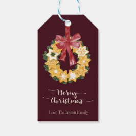 God jul med Burgundy Background Presentetikett