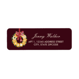 God jul med Burgundy Background Returadress Etikett